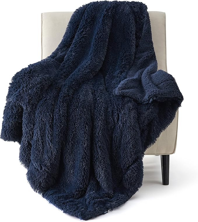 Bedsure GentleSoft Fluffy Navy Blue Throw Blanket for Couch, Dark Blue Gifts for Men, Women, Soft... | Amazon (US)
