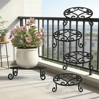 Heavy Duty Metal Plant Stands Indoor Outdoor, 4 Pack 10-Inch Round Wrought Iron Pot Holder With Anti-Rust Finish, Supports Up To 220Lbs For Garden Pat | Wayfair North America