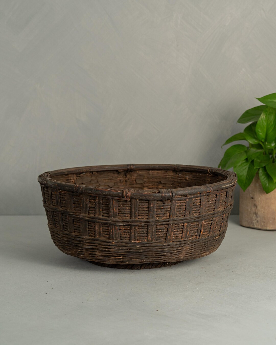 Vintage Bamboo Woven Gathering Market Basket free Shipping - Etsy | Etsy (US)