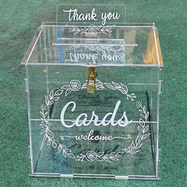 Wedding Card Box with Lock Acrylic Clear Card Box for Wedding Reception Wedding Money Box Gift Bo... | SHEIN