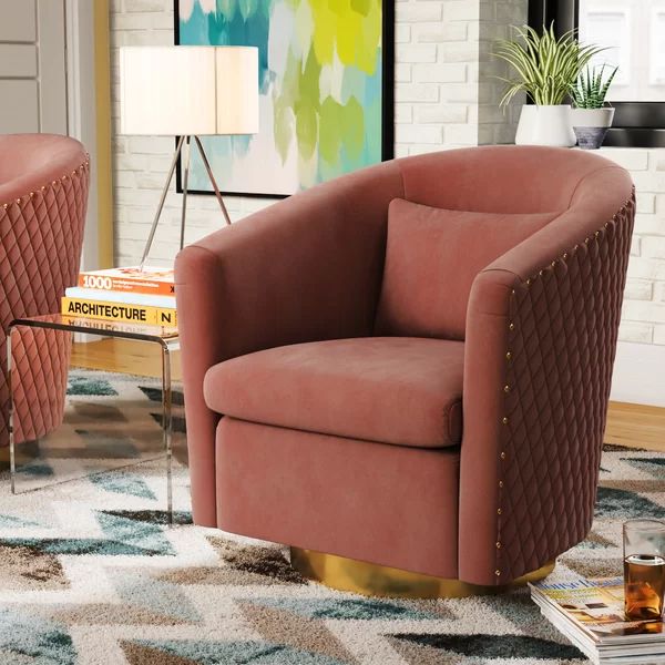 Skye 29.92'' Wide Velvet Swivel Barrel Chair | Wayfair North America