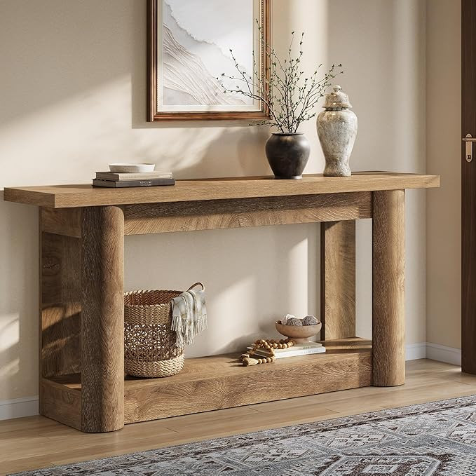 Tribesigns 63-Inch Farmhouse Console Table, 2-Tier Storage Sofa Table Behind The Couch, Narrow Lo... | Amazon (US)