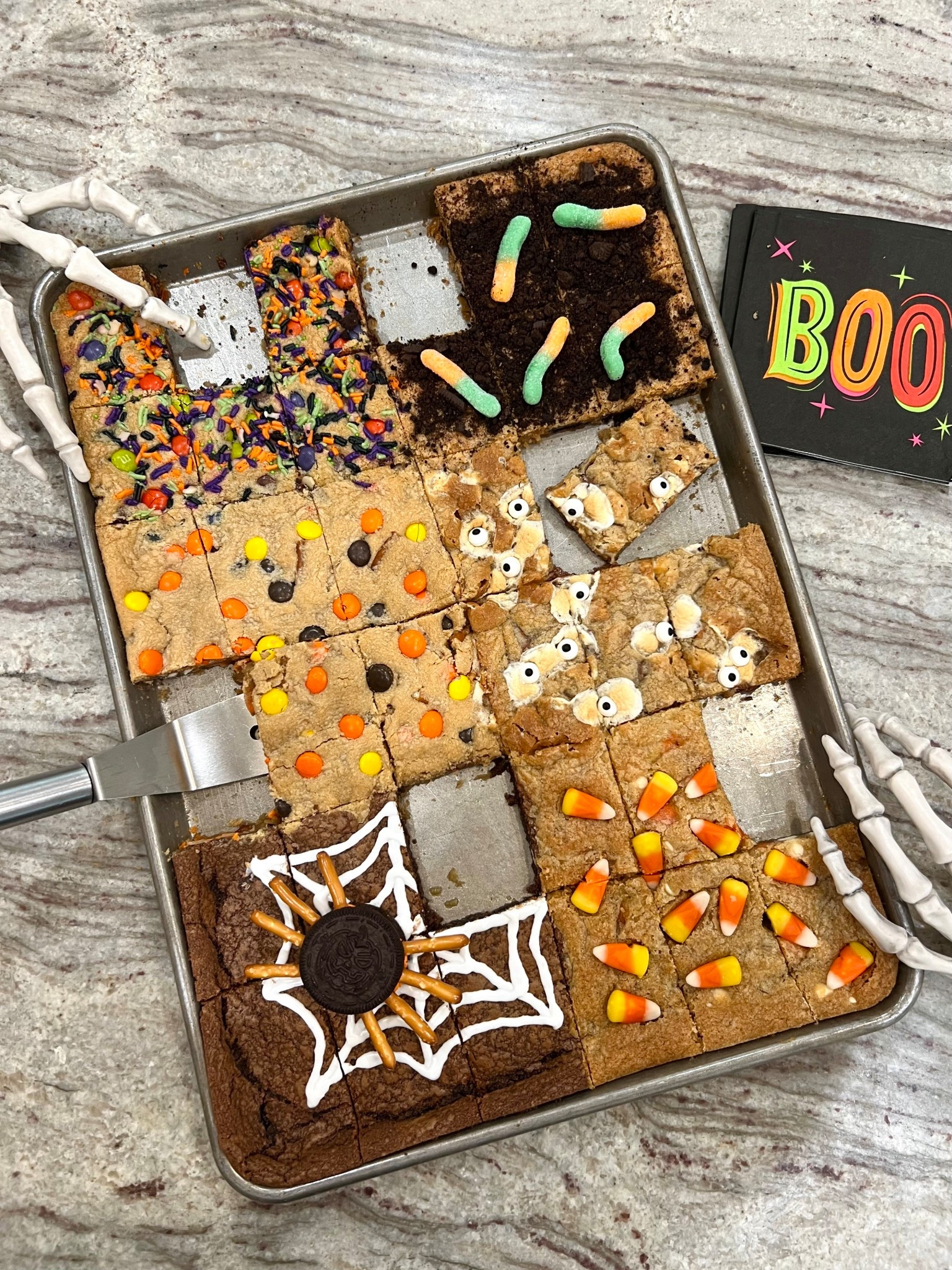 Halloween Cookie Bars 👻🍪🧡 One batch of cookie dough baked into six delicious festive flavors, all in the same sheet pan, make this cookie bar recipe a holiday fave!

#LTKParties #LTKHalloween #LTKSeasonal