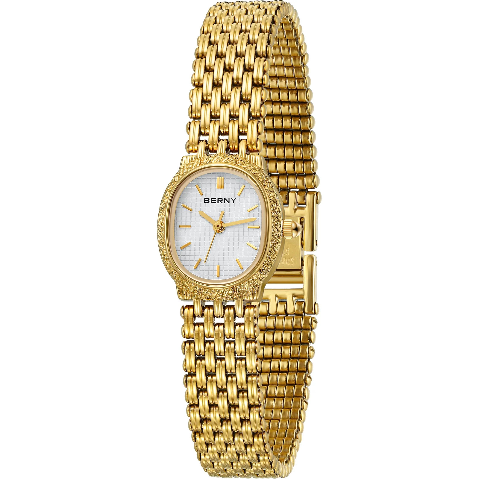 BERNY Small Gold Watches for Women, Dainty Vintage Oval Dial Stainless Steel Bracelet Watch, Adju... | Walmart (US)