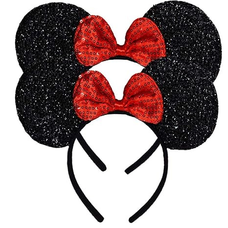 FANYITY Mouse Ears Headbands Sequin Hair Band for Girls Women Boys Party, 2 Pieces | Amazon (US)