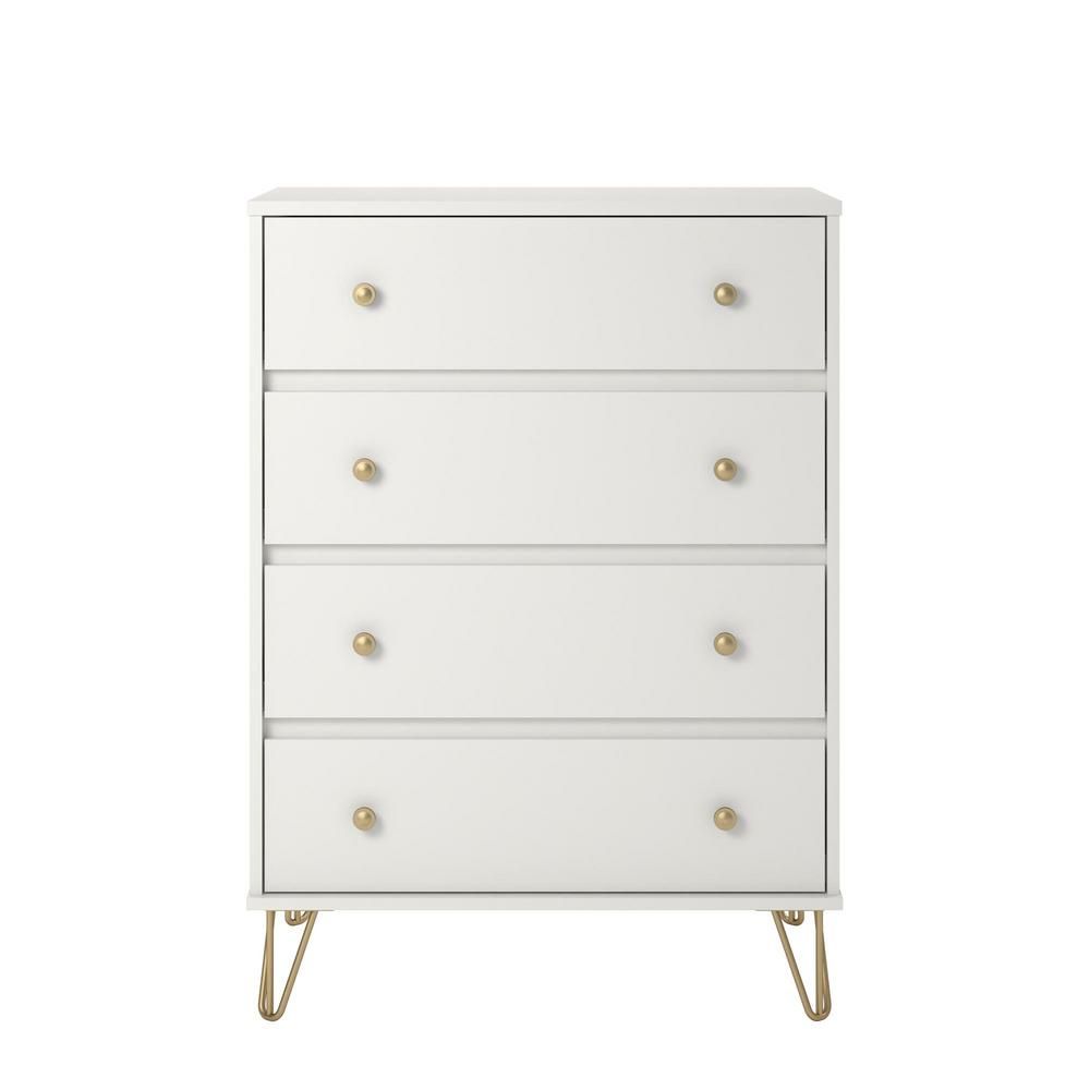 Novogratz Finley 4 Drawer White Dresser | The Home Depot