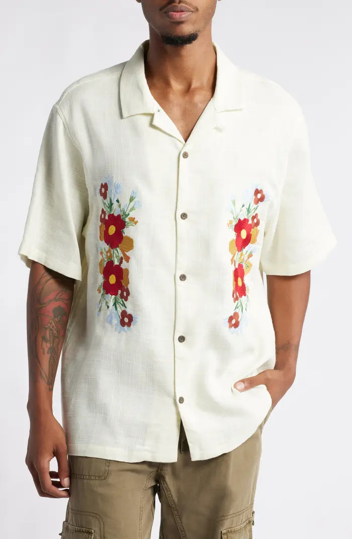 Floral Appliqué Camp Shirt | Nordstrom