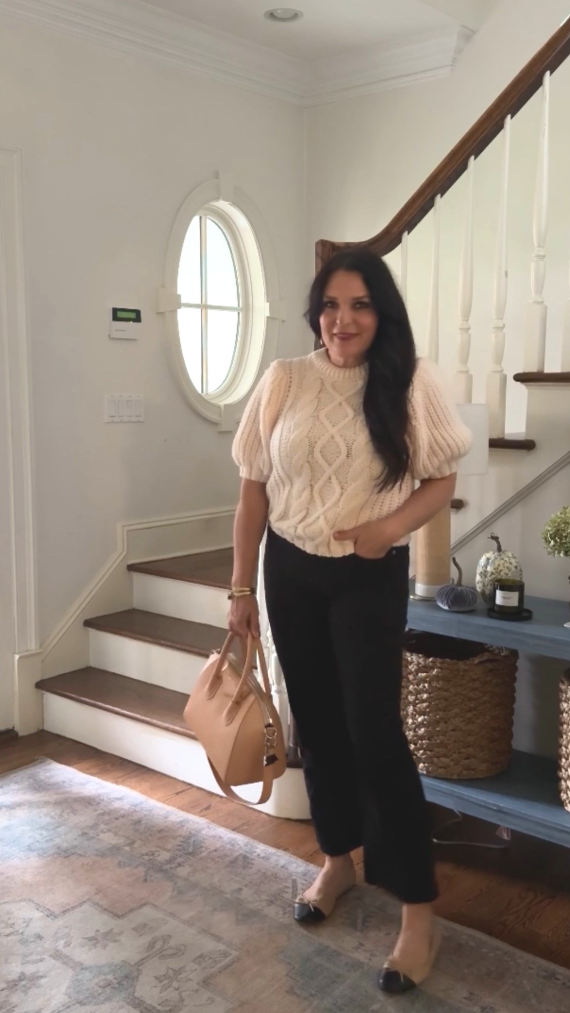 Cream sweater with black jeans 

#LTKmomlife #LTKOver40