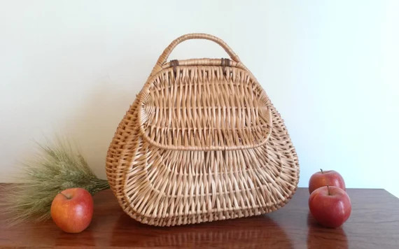 Wicker gondola bag, wicker bag, handbag, natural wicker bag, vintage bag, wicker bag with handle,... | Etsy (US)