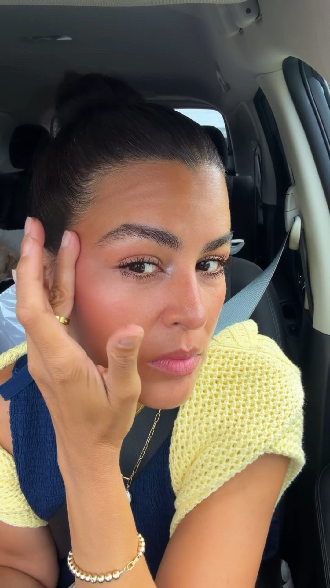 Easy no makeup makeup⬇️
1.Brow gel. In clear
2.Eye brightening cream.
3.cheeks: chubby stick in roly poly rosy.
4.chubby stick in color: 01 curvy contour.
5. Powder in 05. Pink medium deep.
6. Mascara in color: crystal brown black.
7. Chubby stick in 01 hefty highlight
8. Lipstick in 320 hush hush.

#LTKU #LTKOver40 #LTKBeauty