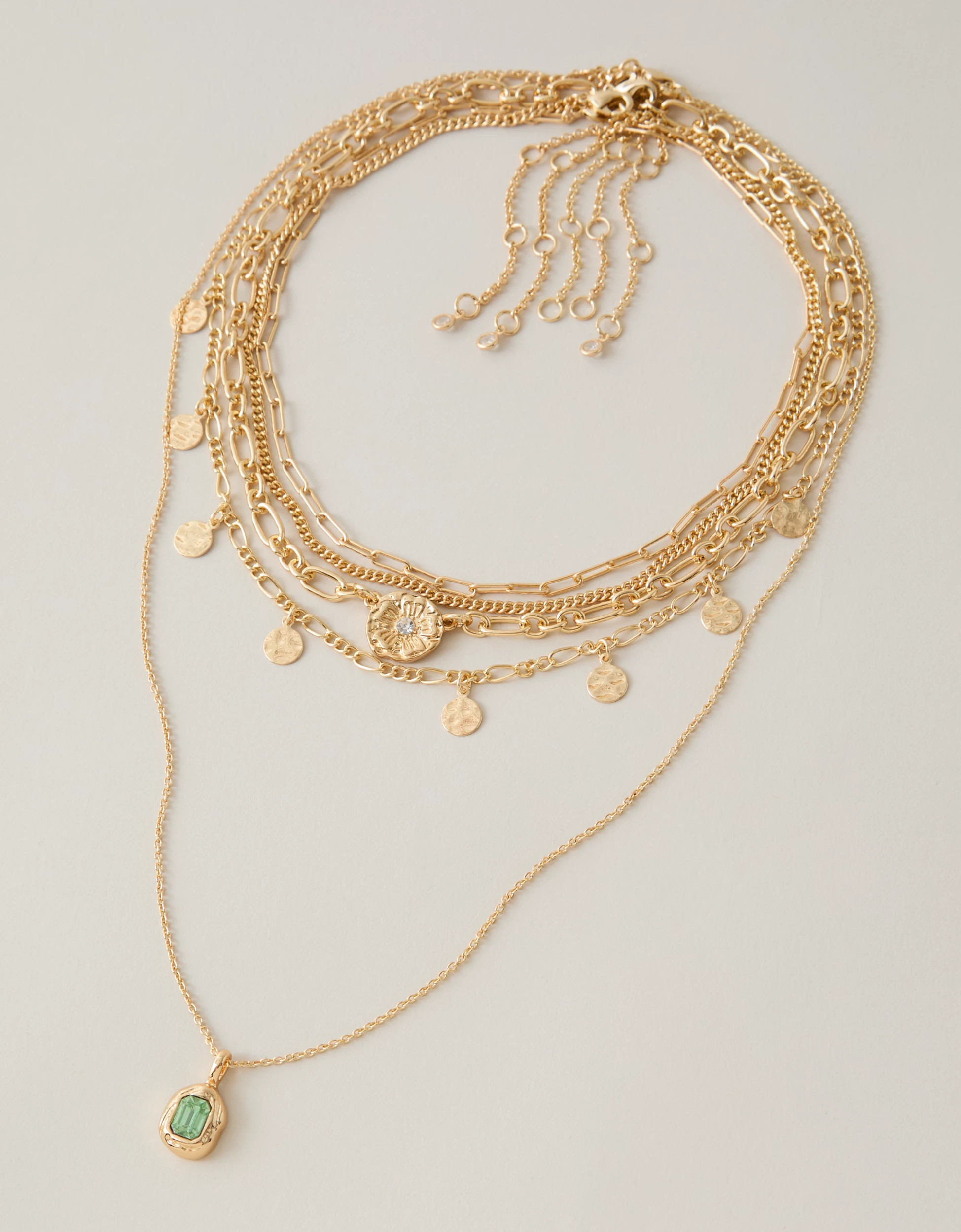 AE Green Stone Necklace 5-Pack | American Eagle Outfitters (US & CA)