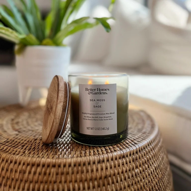 Better Homes & Gardens 12oz Sea Moss & Sage Scented 2-Wick Ombre Jar Candle | Walmart (US)