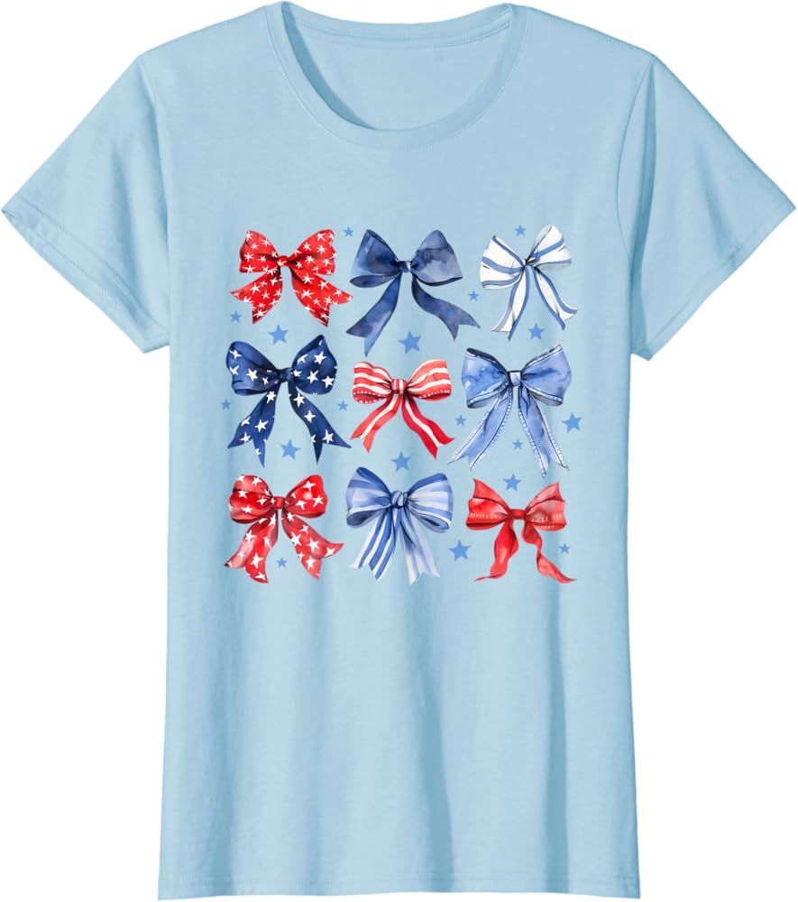 Coquette Bow American Flag Freedom Patriotic 4th Of July T-Shirt | Amazon (US)