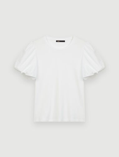 120TOPLINE White mixed material T-shirt | Maje (US)