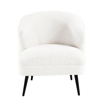 Modern Luxury Beige Boucle 1pc Accent Chair, High - Density Foam Padding, Plywood Frame, Black Metal Legs, 300lbs Limit, Attached Cushions, Simple Ass | Wayfair North America
