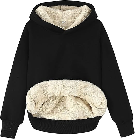 Gihuo Unisex Boys Girls Winter Sherpa Lined Hoodie Kid's Fleece Pullover Hooded Sweatshirt | Amazon (US)