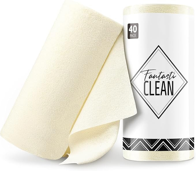 Fantasticlean Microfiber Cleaning Cloth Roll -40 Pack, Tear Away Microfiber Towels, 12" x 12", Re... | Amazon (US)