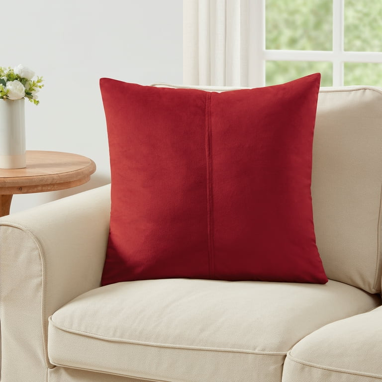 My Texas House Valentina 22" x 22" Red Velvet Decorative Pillow Cover | Walmart (US)