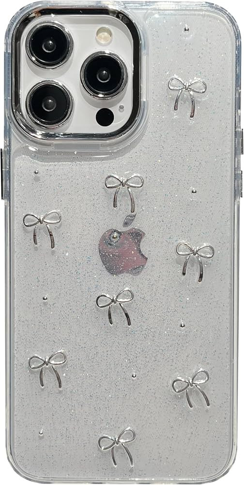 Bling Glitter 3D Bow Stars Clear Phone Case Compatible with iPhone Case (Bow,iPhone 12) | Amazon (US)