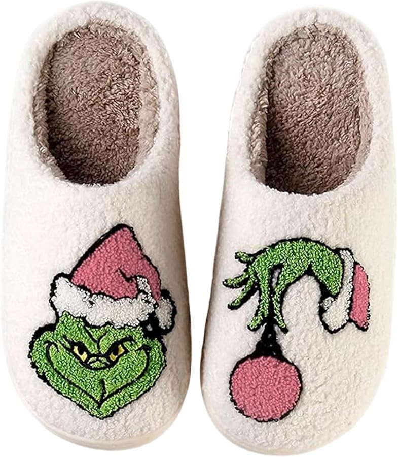 Christmas Slippers For Women Men Indoor Soft Warm Cotton Bedroom Reindeer Slippers House Memory F... | Amazon (US)