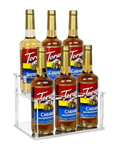 Upgraded Thickened Acrylic Coffee Syrup Organizer, 2-Tier Coffee Station Organizer Holds 6 Syrup Bottles, Coffee Syrup Dispenser Rack for Coffee Bar Station , Wine Bottle Rack Holder Countertop | Amazon (US)