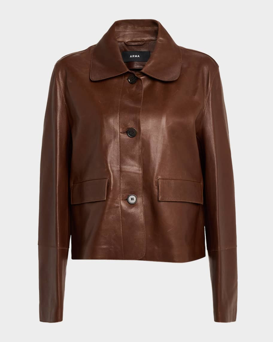 Button-Down Leather Jacket | Neiman Marcus