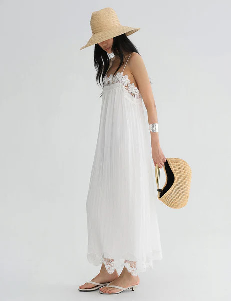 White Floral Crochet Lace Maxi Dress-PREORDER | Pixie Market