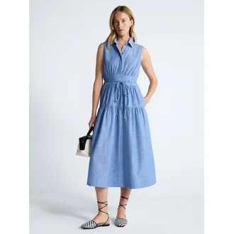 Free Assembly Women's and Women's Plus Sleeveless Cotton Maxi Shirtdress with Belt, Sizes XS-4X | Walmart (US)