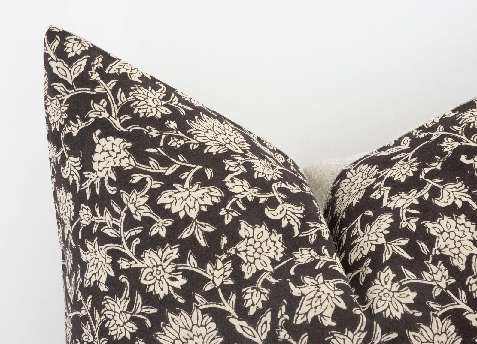 TUULA || Black Block Print Pillow Cover Black Floral Pillow Cover Moody Floral Pillow Floral Bloc... | Etsy (US)