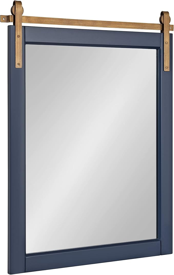 Kate and Laurel Skylan Modern Farmhouse Decorative Wood Framed Wall Mirror, 22 x 28, Navy and Ant... | Amazon (US)