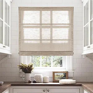 TWOPAGES Cordless Roman Shades Linen Textured Roman Blinds for Windows, Custom Made Room Darkenin... | Amazon (US)