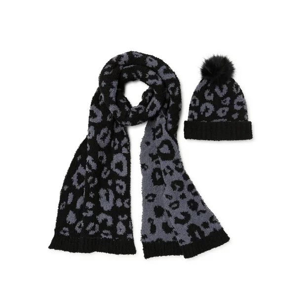 Time and Tru Women’s Cozy Beanie and Scarf Set, 2-Piece - Walmart.com | Walmart (US)