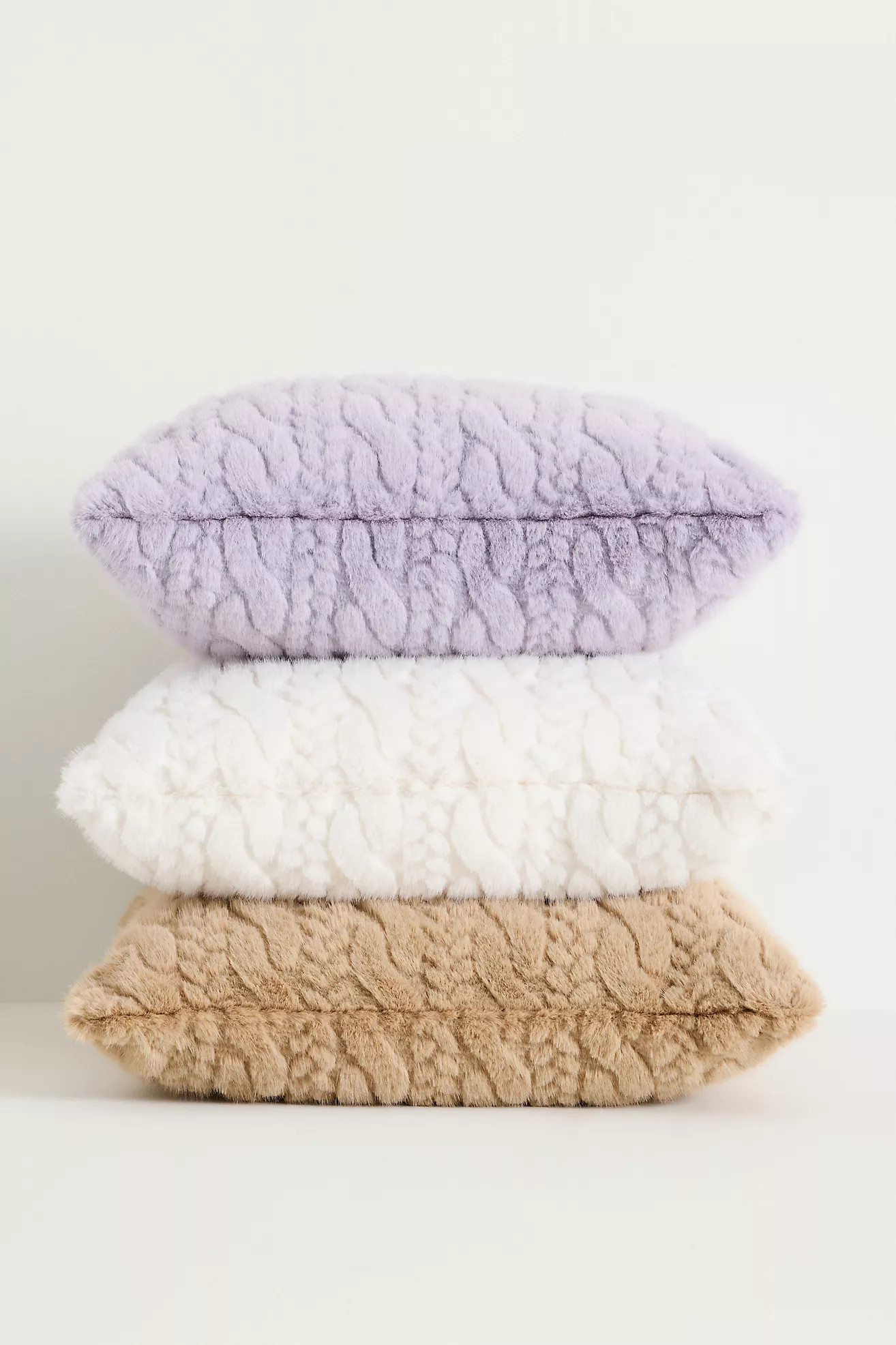Faux Fur Cable-Knit Sweater Pillow | Anthropologie (US)