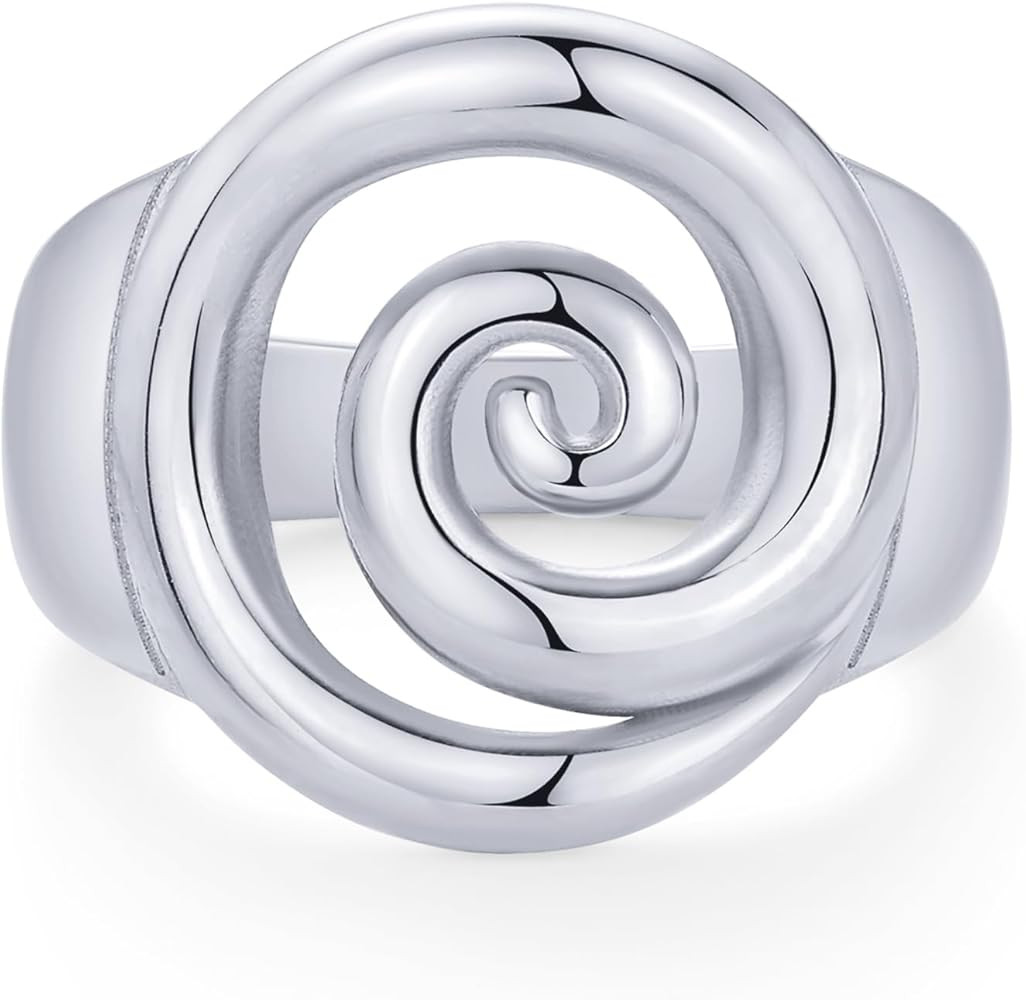 PAVOI 14K Gold Plated Chunky Swirl Rings for Women - Stainless Steel Statement Spiral Ring - Wate... | Amazon (US)