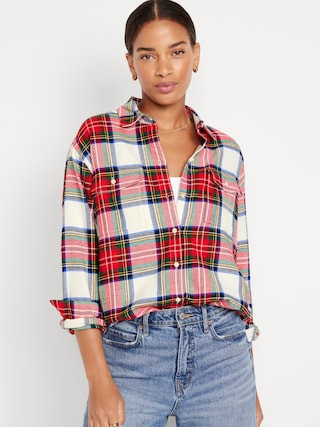 Loose Flannel Boyfriend Shirt for Women | Old Navy (US)