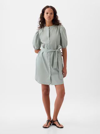 Linen-Cotton Puff Sleeve Mini Shirtdress | Gap (CA)