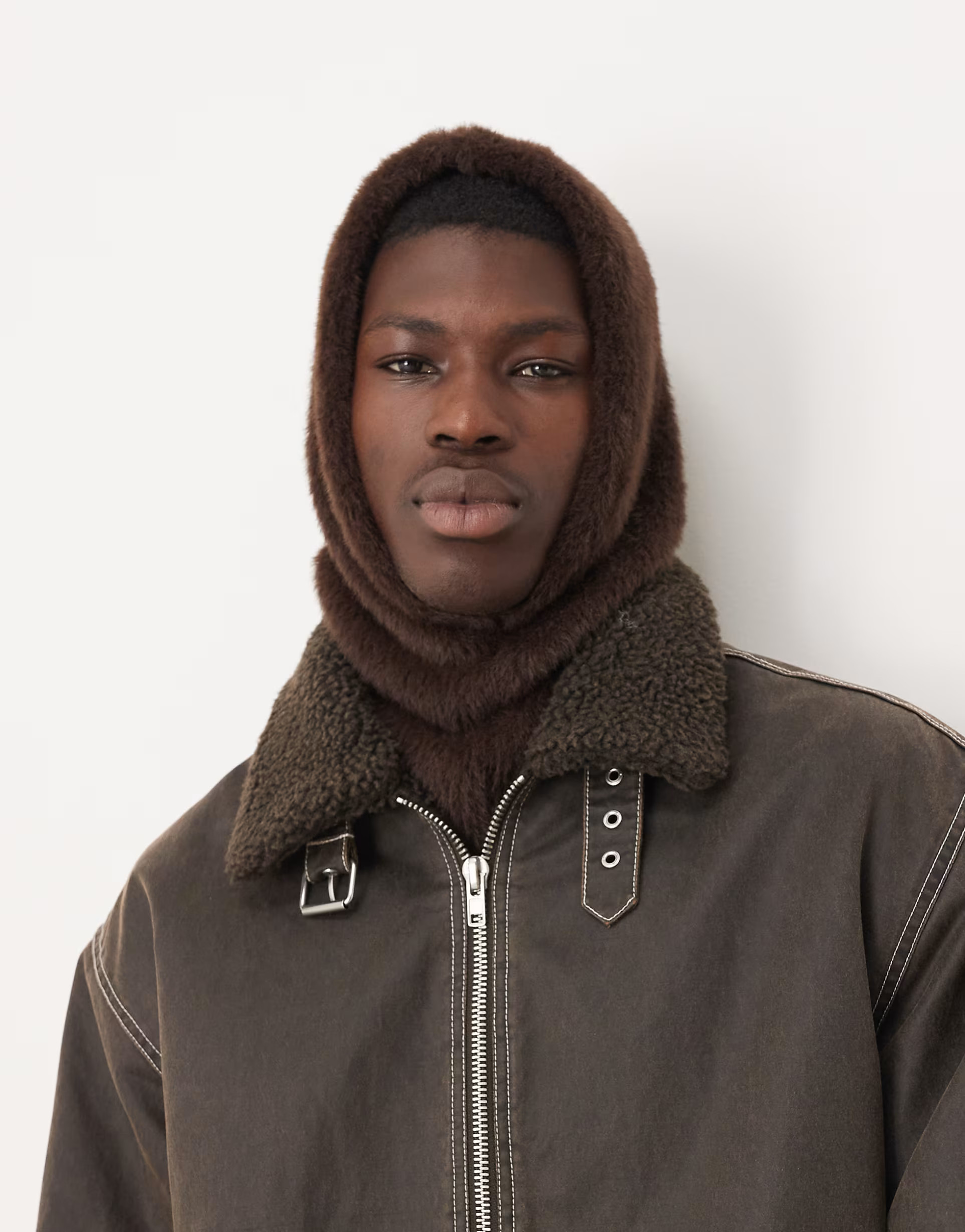 ASOS DESIGN knitted eyelash hood in brown | ASOS (Global)