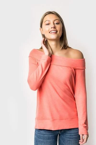 Mary Cozy Fleece Off the Shoulder Top | Gibson
