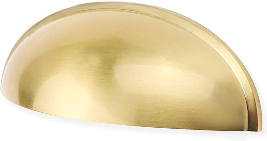 10 Pack Light Brass Bin Cup Pulls Light Brushed Gold Cabinet Pulls - LS0313BB76 Gold Cup Drawer P... | Amazon (US)
