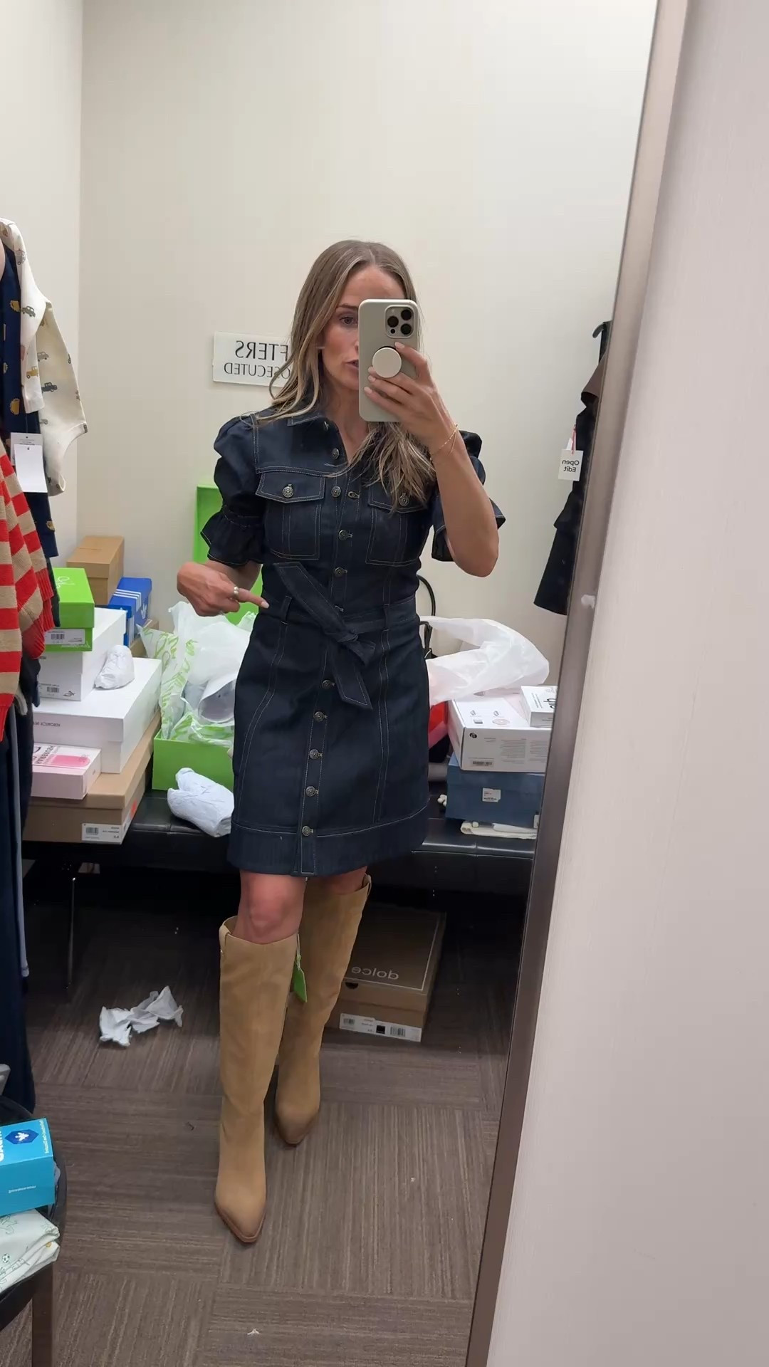 I am loving this denim dress! It looks super cute paired with these tall boots! I originally tried on a 0 but it was tugging in some areas so size 2 is perfect!

#LTKShoeCrush #LTKSaleAlert #LTKStyleTip