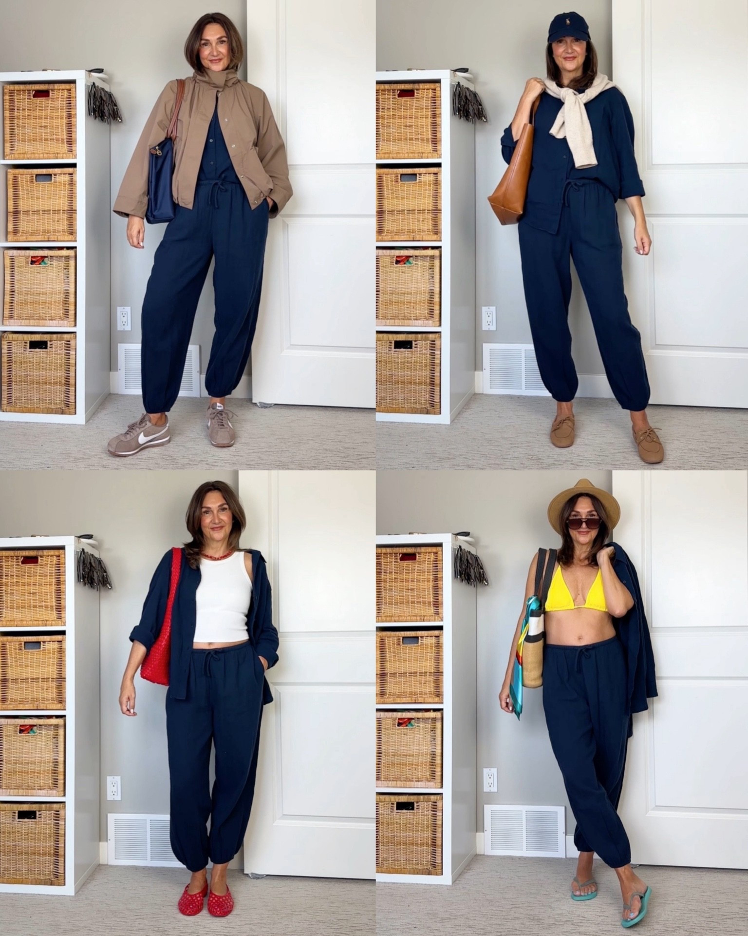 Gauzy barrel joggers and shirt style four ways!
I’m 5’ 7” wearing my usual size S in the short and XS in the pants (I also tried them in my usual Small and found they fit the same as XS).
The set is sold separately and also comes in white and pink.
The material is 100% cotton and has a slight texture which makes it perfect for summer. I also linked other tops and shorts in the same fabric.
Also linked the other items here.


#LTKSwim #LTKOver40 #LTKootd