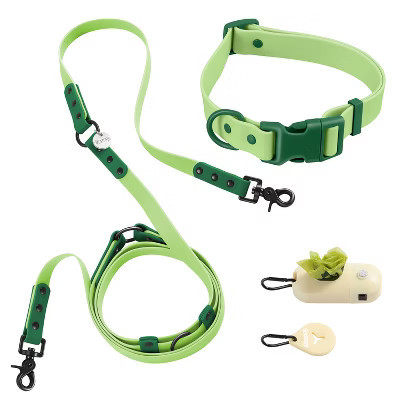 THE LICKER STORE Luna Large 8FT Adjustable 6-in-1 Waterproof Hands-Free Leash Collar with LED Flashlight, Bag Dispenser, Poop Bag Holder, Mojito | Target