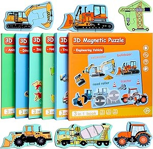 Magnetic Puzzles for Kids Ages 1-3, Travel Toddler Puzzles Ages 2-4 Year, Excavator Refrigerator ... | Amazon (US)