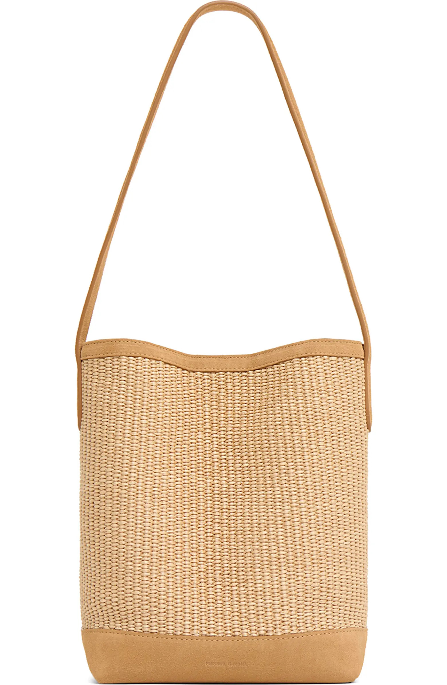 Small Everyday Cabas Woven Raffia & Suede Bucket Tote | Nordstrom