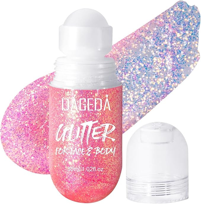 DAGEDA Body Glitter Gel, Roll-on Face Glitter for Mermaid Makeup Festival Rave Accessories, Holog... | Amazon (US)