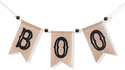 Halloween Boo Burlap Banner - Party Decorations, Happy Boo Day Garland, Farmhouse Decor, Neutral ... | Amazon (US)