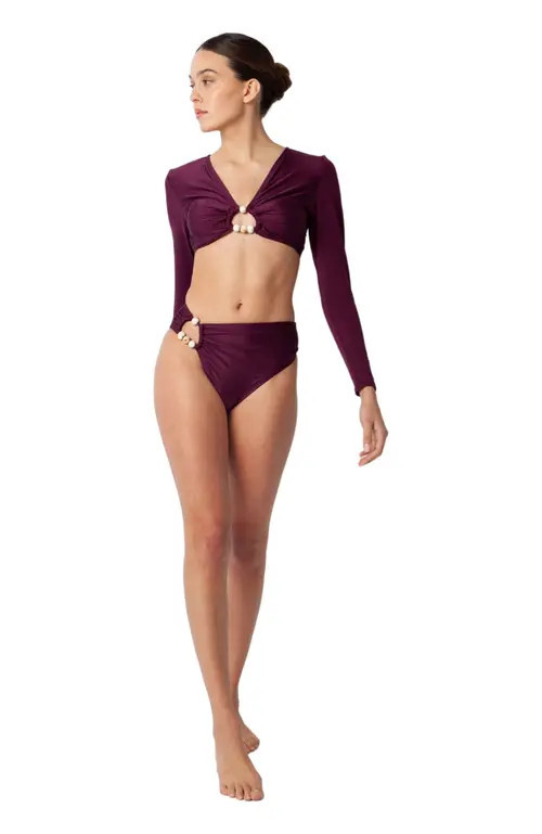 Villa Fresca Bria Bikini Swim Bottoms in Eggplant at Nordstrom, Size Small | Nordstrom