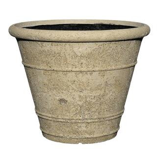 CHG CLASSIC HOME & GARDEN Anson Large Natural Lavastone Round Planter with Drainage Plug (18 in. ... | The Home Depot