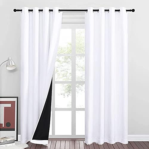 RYB HOME 100% Blackout Curtains 2 Panels, 2-Layer Window Curtains & Drapes for Bedroom, Pure Whit... | Amazon (US)