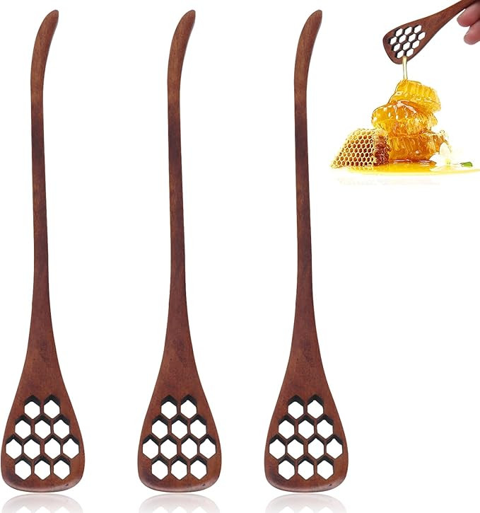 Wood Honey Drizzler 3pcs, Honey Dipper Sticks Wooden Honey Comb Honey Stick Honey Dipper Spoon Co... | Amazon (US)